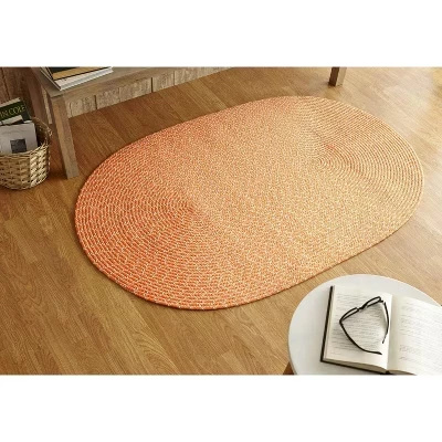Коллекция Sunsplash Braid из 100% полипропилена, Двусторонний коврик для помещений и улицы - оранжевый