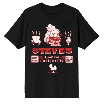 Фильм Steve's Lava Chicken Взрослая черная футболка с коротким рукавом из древесного угля
