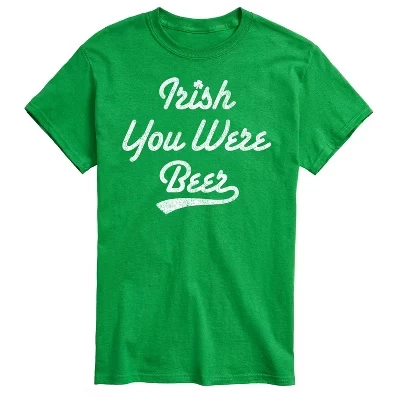Мужская футболка с коротким рукавом и рисунком Irish You Were Beer зеленого цвета