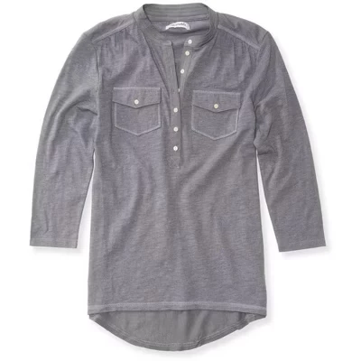 Женская однотонная рубашка Popover Henley