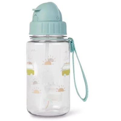 Бутылка для воды SARO Kids объемом 450 мл с откидной соломинкой и ручкой | Непроливаемая и портативная aloha