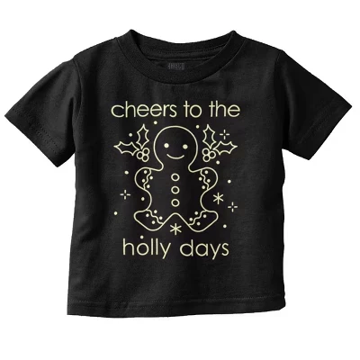 Рождественские поздравления малышу The Holly Days Футболка с рисунком для малышей черная
