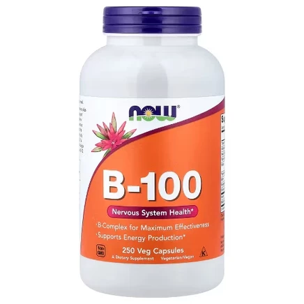 Витамины NOW Foods B-100, 250 растительных капсул