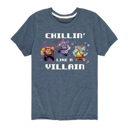 Chillin Like A Villain Short Sleeve Graphic T-Shirt heather blue