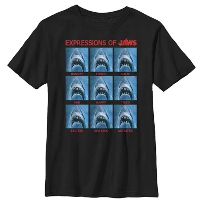 Футболка для мальчиков Jaws «Эмоции акулы», черная