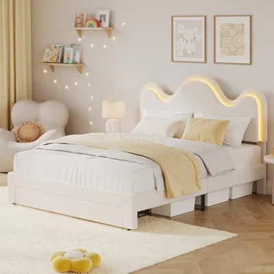 Детская кровать CuisinSmart с LED-подсветкой, белая
