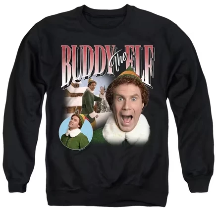 Мужская толстовка Buddy Retro Christmas Trio с круглым вырезом горловины черного цвета