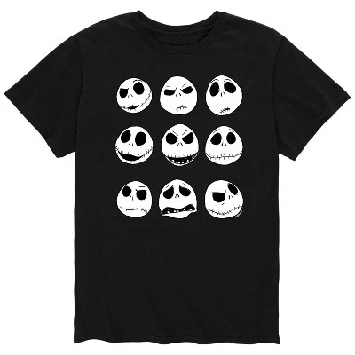 Мужская футболка с коротким рукавом и графическим рисунком Jack Skellington Face Expressions, черная