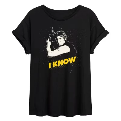 Женская футболка Star Wars «Хан Соло: я знаю», чёрная
