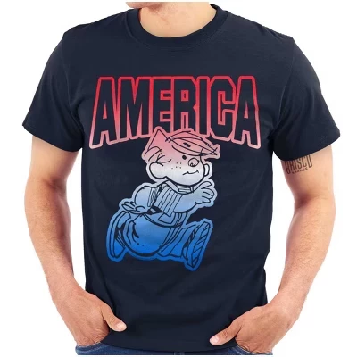 Футболка с изображением американского патриота Dennis the Menace для мужчин или женщин с лицензией