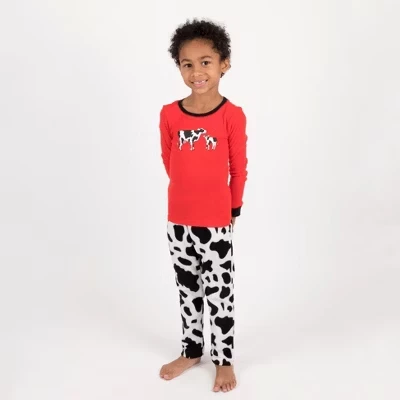 Детская пижама Leveret, хлопковый топ и флисовые штаны cow