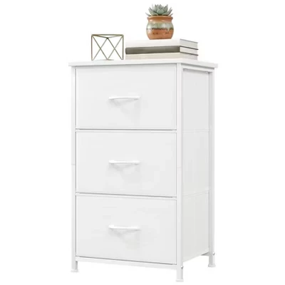 3-Drawer Dresser with Removable Fabric Bins, Multi-Functional Storage Organizer for Bedroom, Living Room, Closet white