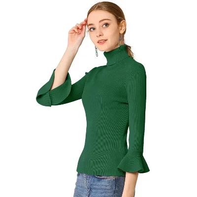 Женский свитер INSPIRE CHIC с рюшами, зеленый