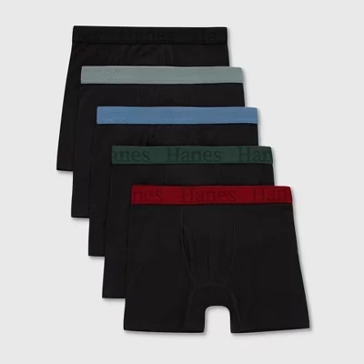 Мальчиковые трусы-боксеры Hanes Originals SuperSoft, 5 шт., черные