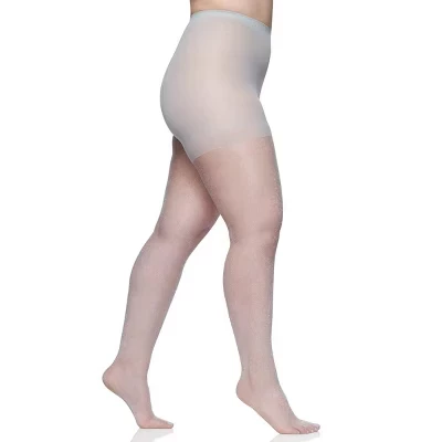 Колготки Queen Shimmers Ultra Sheer Control Top с носком в виде сандалии - 4412 platinum