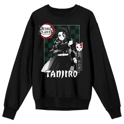 Черная толстовка с круглым вырезом от Tanjiro Kamado черный