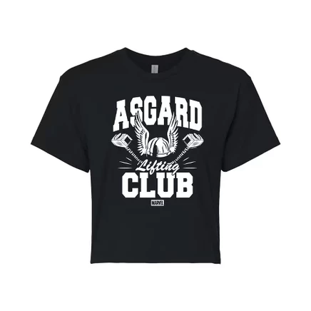 Женская укороченная футболка Thor Asgard Lift Club с графическим принтом, черная