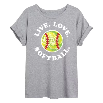 Женская футболка с объемным рисунком Live Love Softball для софтбола Live Love