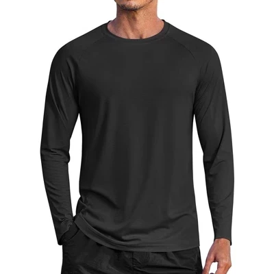 Мужские солнцезащитные рубашки с длинным рукавом Rash Guard, футболки для плавания, легкие быстросохнущие рубашки для рыбалки, черные