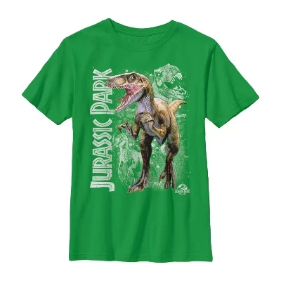 Футболка для мальчиков Jurassic Park, рапторы, зеленая