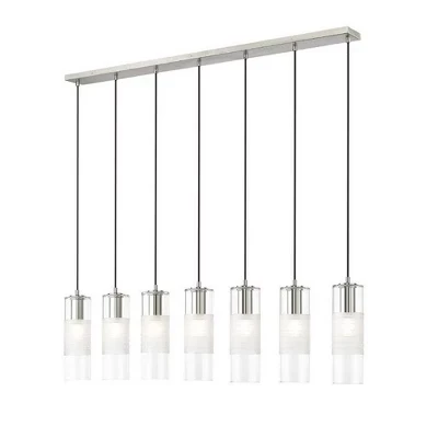 Линейная люстра Alton 7-Light - Современный стальной дизайн для кухонного островка или обеденного стола из серебра