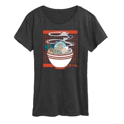 Женская футболка Ramen Frog Yum с коротким рукавом и графическим рисунком heather charcoal