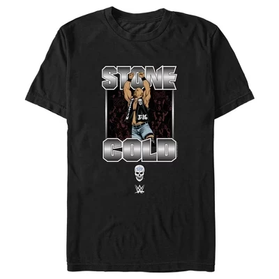 Мужская футболка с серебристым логотипом Stone Cold Steve Austin, черная