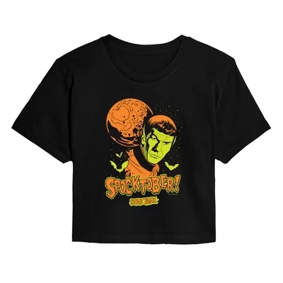 Женская укороченная футболка Star Trek Spocktober Halloween, черная