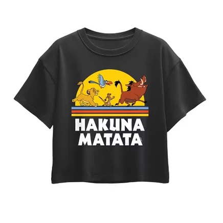Футболка с коротким рукавом Hakuna Matata Sunset с квадратным рисунком черного цвета