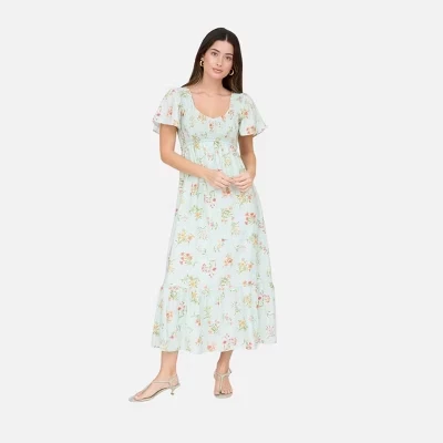Женское платье August Sky Smocked Midi, шалфейное