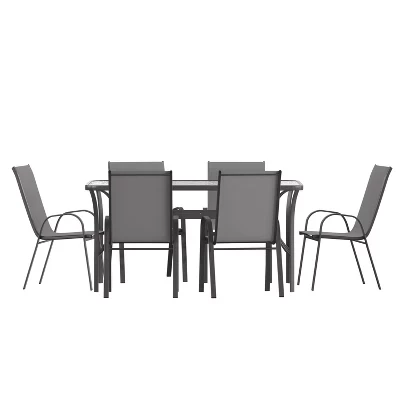 Комплект Flash Furniture Brazos, стол и 6 стульев, серый