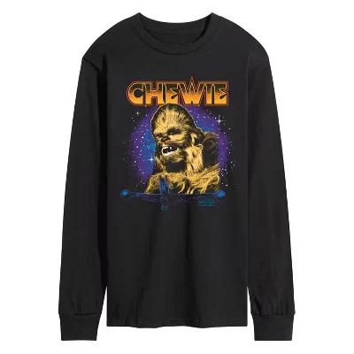 Мужская футболка с металлическим принтом Chewie Hair с длинным рукавом, черная