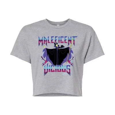 Женская укороченная футболка с рисунком Maleficent Vicious серого цвета