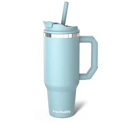Изолированный стакан FrostBuddy Thicc Buddy | Доступен в размерах 40 и 50 унций | Нержавеющая сталь + Держатель для гигиенической помады memphis