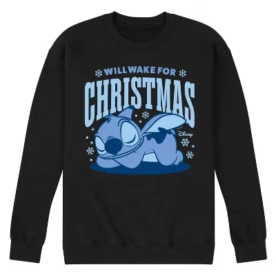 Мужская флисовая толстовка Stitch Wake For X-mas с графическим принтом, черный