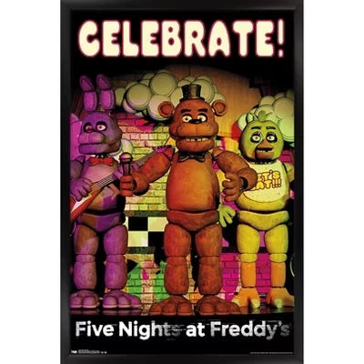 Постер в рамке FNAF «Праздник», черный