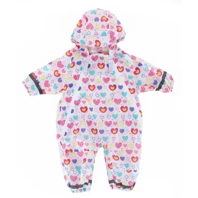 Toddler Waterproof Rainsuit with Reflective Stripes by Wootie heart print