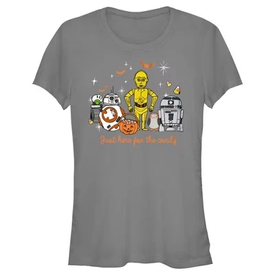 Женская футболка Juniors Womens Halloween Here for Treat Friends цвета древесного угля