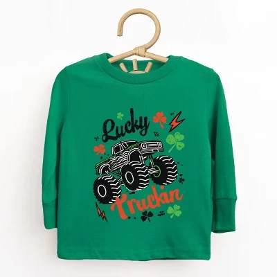 Lucky Truckin Clover - Футболка для малышей с длинным рукавом и рисунком kelly