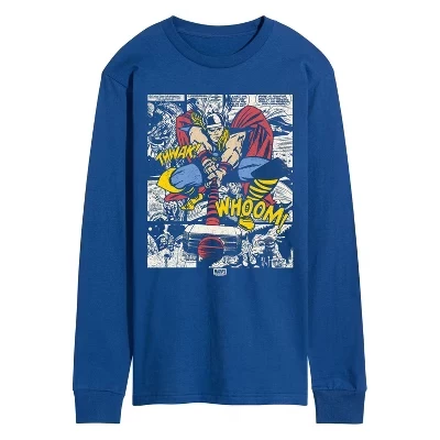 Men's -  - Panels Long Sleeve Graphic T-Shirt blue