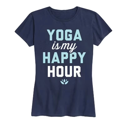 Женская футболка с коротким рукавом Yoga Is My Happy Hour и рисунком 