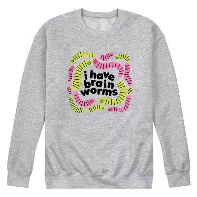 Men's -  - I Have Brain Worms Graphic Fleece Sweatshirt athletic heather