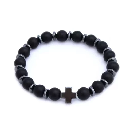 Браслет Plantlife Onyx Cross ароматический с лавой, черный