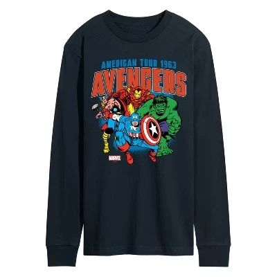 Мужская футболка с длинным рукавом Avengers American Tour с графическим рисунком - -