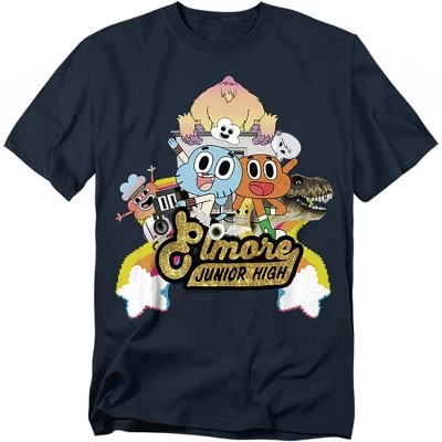 Футболка для взрослых Amazing World Of Gumball Elmore Junior High темно-синего цвета