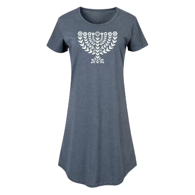 Женское платье-футболка с цветочным рисунком Menorah heather blue