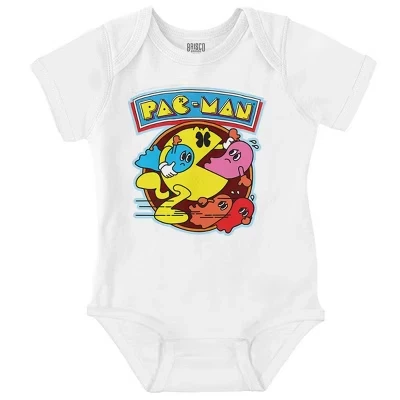 Аркадная игра PACMAN Ghost Chomp Baby Romper для мальчиков или девочек лицензионного белого цвета