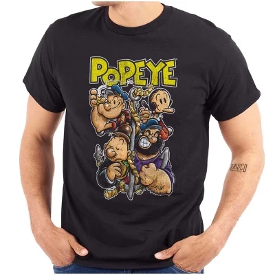 Унисекс футболка Brisco Brands Popeye Friends, черная
