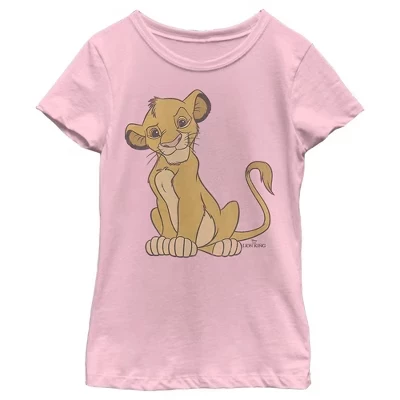 Girl's Lion King Simba Cute and Courageous T-Shirt pink