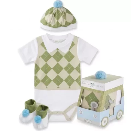 Комплект для мальчиков Baby Aspen «Гольф», 0–6 мес., зелёно-белый